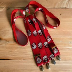 Santa Claus Suspenders Christmas Clip On Adjustable Stretch X Back West Germany